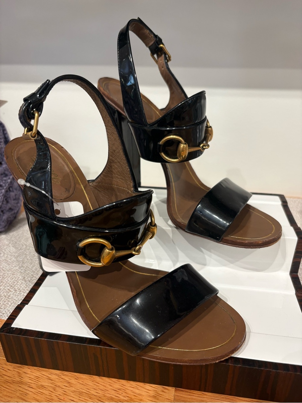 Gucci Back Patent Leather Horsebit Heels Size 7 1/2